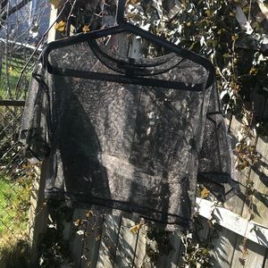 Grey/Black Metallic Crop Top